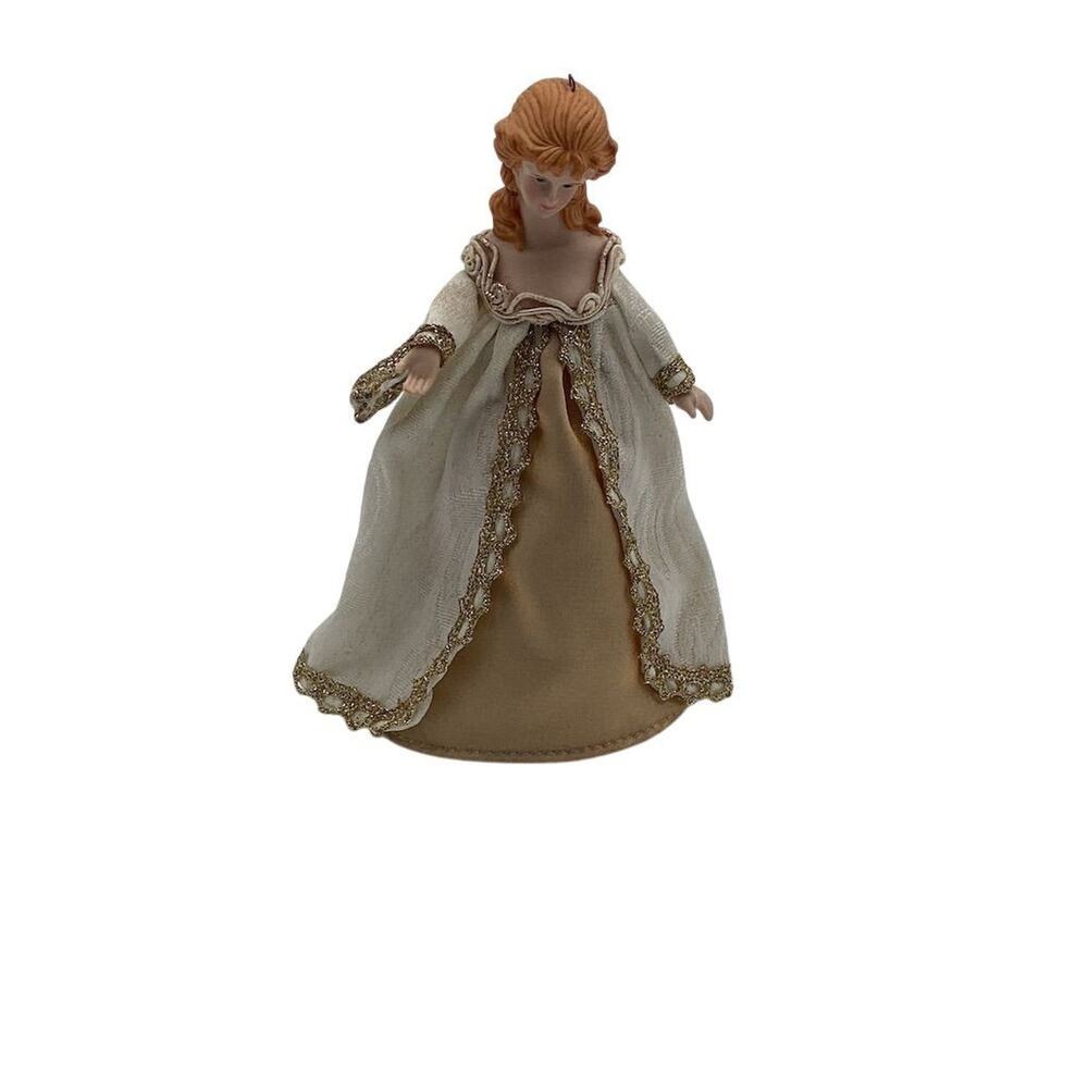 Vintage Victorian Lady Figurine White‎ & Gold Gown 6” 1920s